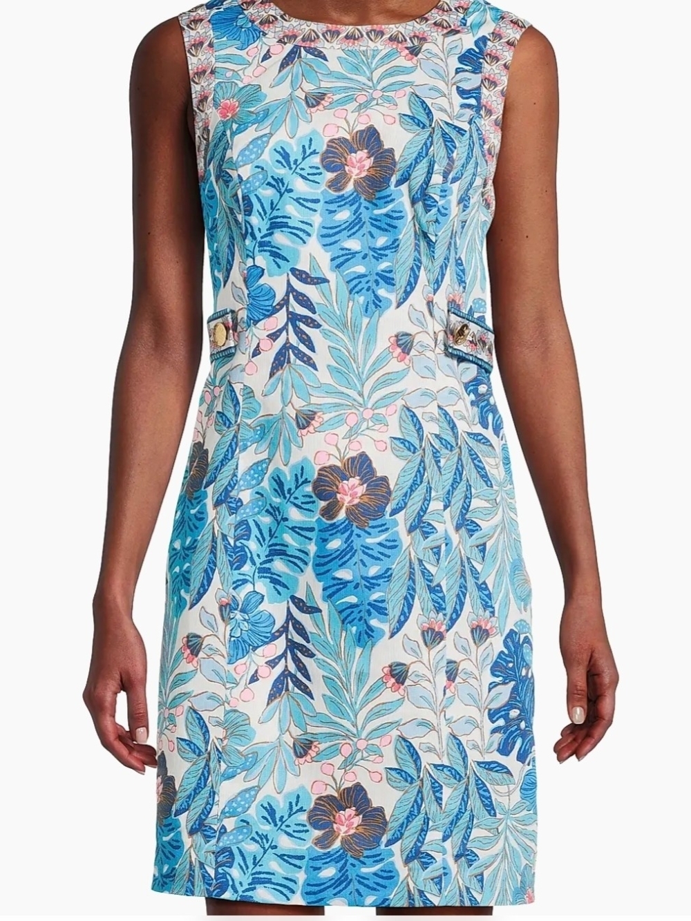 Lilly Pulitzer Blue and Pink Tropical Print Midi Dress
